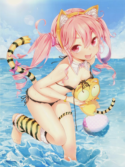 ecchi anime girls cute [animekida.com] hd wallpaper  animal_ears bikini buriki  swimsuits tail toranoana wardrobe_malfunction.jpg